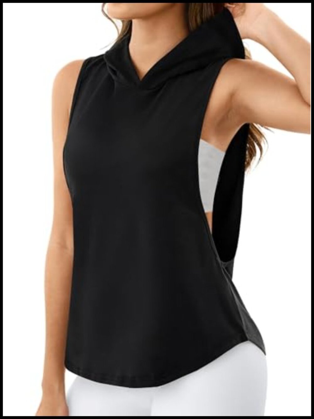 Sleeveless Hooded Workout Tank Top Open Side Active Shirt